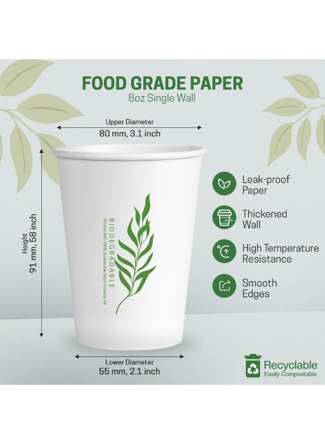EcoEdge 8 Oz Disposable Heavy-Duty Party Paper Cups (Pack of 25) | Printed White, Ideal for Expresso Coffee and Water | Eco-Friendly, Leakproof, BPA and Plastic Free | All Occasions | 100% Compostable - Image 4