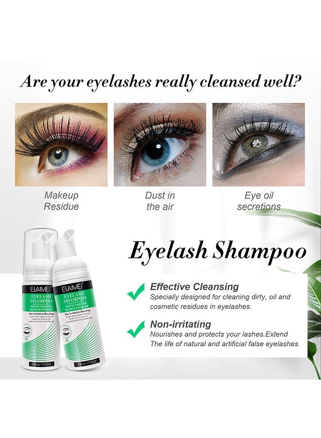 إليمي شامبو تمديد الرموش 50 مل + فرشاة - منظف رغوة الجفون - شامبو رغوة الرموش - غسيل الرموش وحمام الرموش للتمديدات - استخدام الصالون والرعاية المنزلية - Image 3