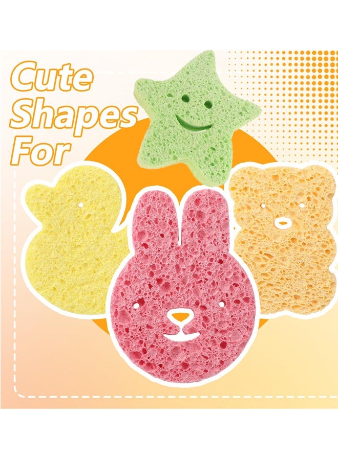 4 قطع من مجموعة إسفنج الاستحمام المصنوعة من لب الخشب والقطن للأطفال، بتصميم كرتوني لطيف على شكل أرنب وبطة ودب، إسفنج استحمام طبيعي ناعم ويمتص الماء، رغوة لطيفة على بشرة الأطفال الرضع، آمنة على البشرة، مضادة للحساسية، إكسسوارات الاستحمام - Image 2