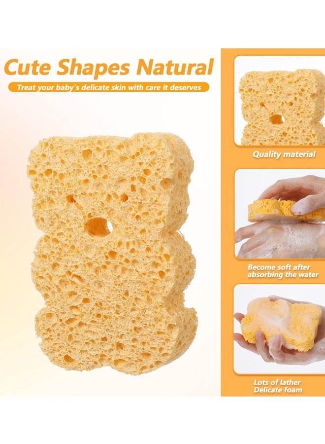 4 قطع من مجموعة إسفنج الاستحمام المصنوعة من لب الخشب والقطن للأطفال، بتصميم كرتوني لطيف على شكل أرنب وبطة ودب، إسفنج استحمام طبيعي ناعم ويمتص الماء، رغوة لطيفة على بشرة الأطفال الرضع، آمنة على البشرة، مضادة للحساسية، إكسسوارات الاستحمام - Image 4