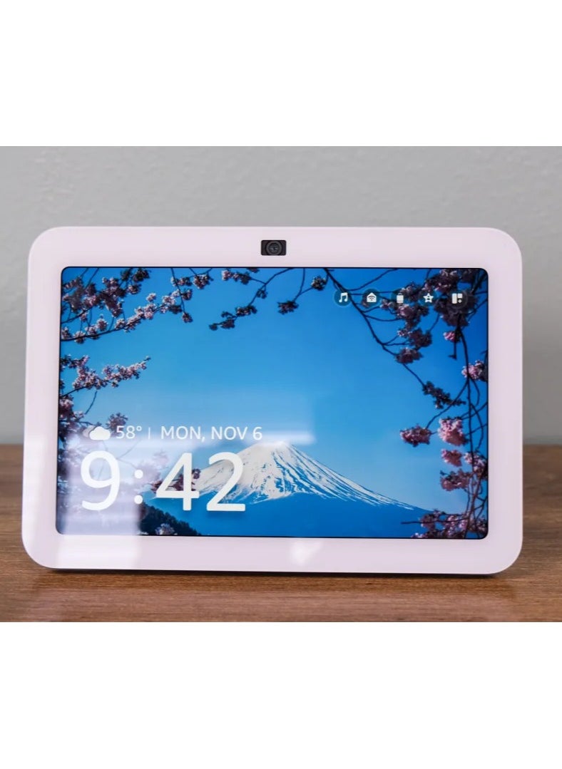 أنظمة المنزل الذكي Echo Show 8 الجيل الثالث (إصدار 2023) شاشة لمس ذكية عالية الدقة مع محور المنزل الذكي للصوت المكاني و Alexa White