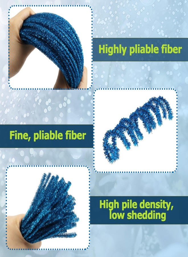 Uenhoy 100 Pcs Pipe Cleaners Chenille Stems, Glitter Lake Blue Pipe Cleaner Craft Supplies, DIY Craft Fuzzy Sticks for DIY Art Project and Creative Handmade, 6mm x 12 Inch - Image 4
