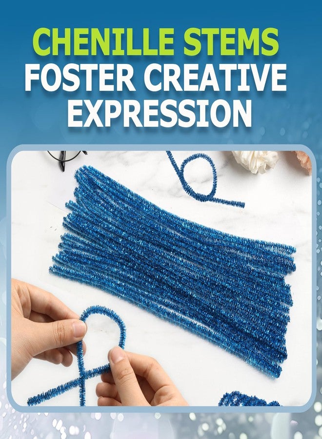 Uenhoy 100 Pcs Pipe Cleaners Chenille Stems, Glitter Lake Blue Pipe Cleaner Craft Supplies, DIY Craft Fuzzy Sticks for DIY Art Project and Creative Handmade, 6mm x 12 Inch - Image 5