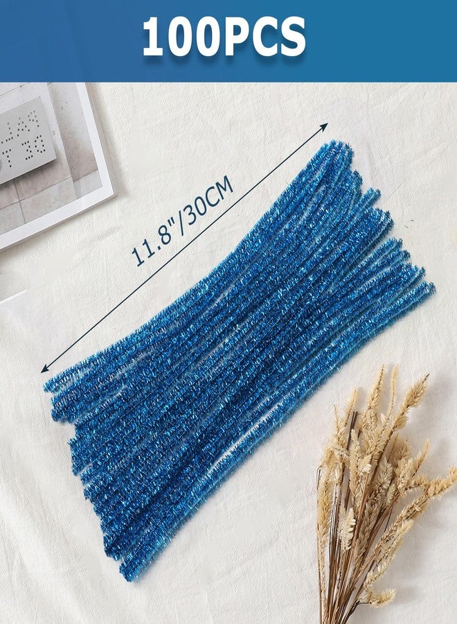 Uenhoy 100 Pcs Pipe Cleaners Chenille Stems, Glitter Lake Blue Pipe Cleaner Craft Supplies, DIY Craft Fuzzy Sticks for DIY Art Project and Creative Handmade, 6mm x 12 Inch - Image 3