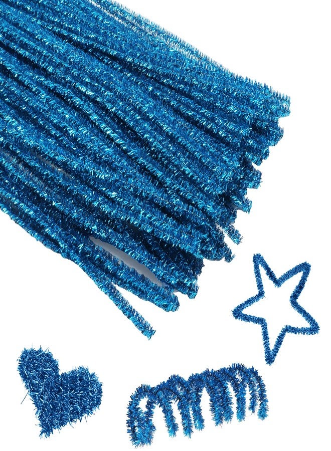Uenhoy 100 Pcs Pipe Cleaners Chenille Stems, Glitter Lake Blue Pipe Cleaner Craft Supplies, DIY Craft Fuzzy Sticks for DIY Art Project and Creative Handmade, 6mm x 12 Inch - Image 1
