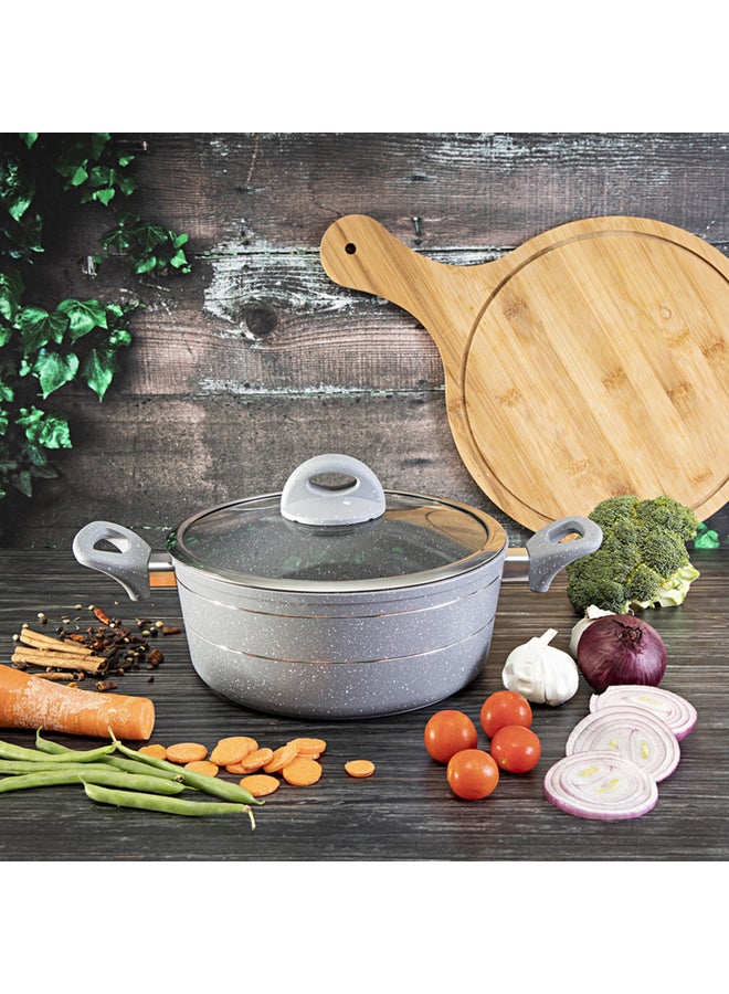 Royalford Sturdy And Durable Unique Designed Easy To Handle 5 Layer Construction Non-Stick Coating Granite Smart Casserole With Lid Grey 26cm - Image 4