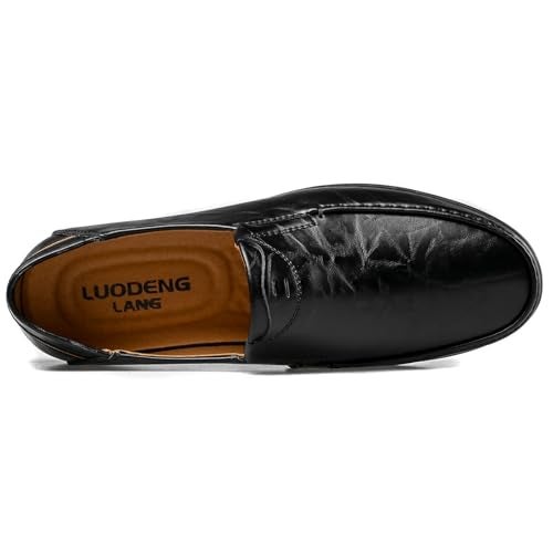 LUODENGLANG Loafer Premium Genuine Leather Men's Casual Shoes Slip On Mens Driving Penny Loafers for Men Lightweight Breathable Black 10 M44 - Image 4