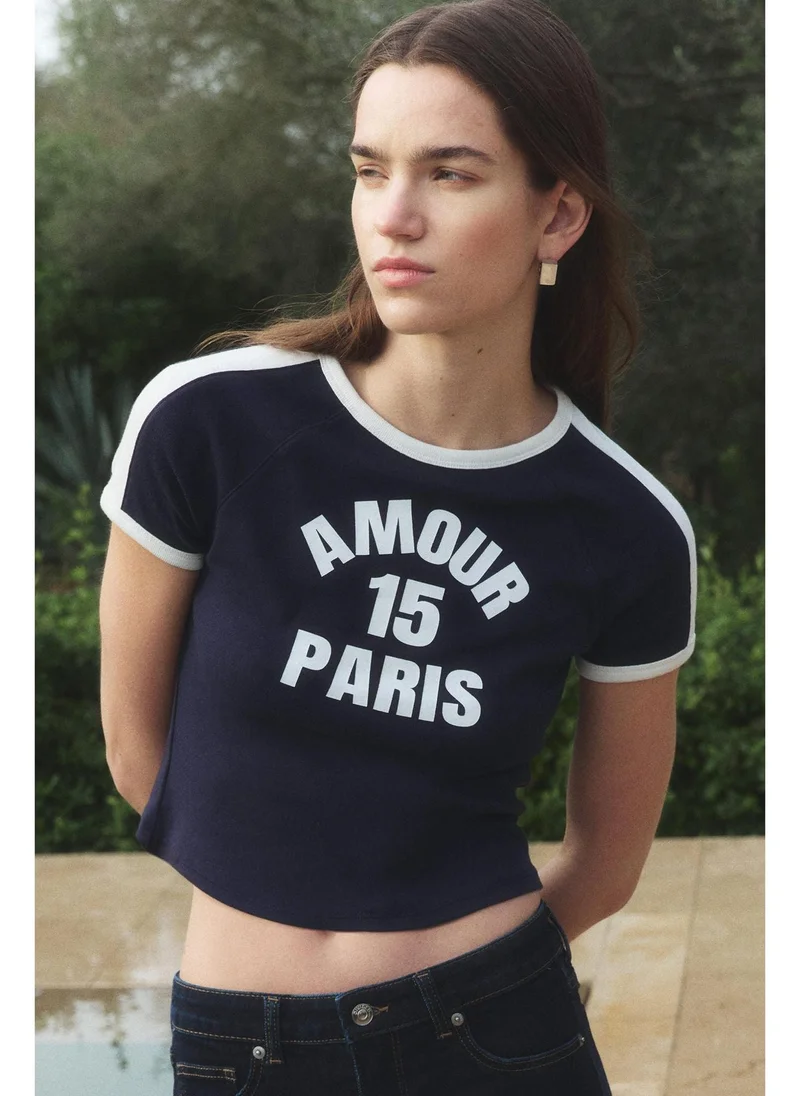 اتش اند ام Short printed T-shirt