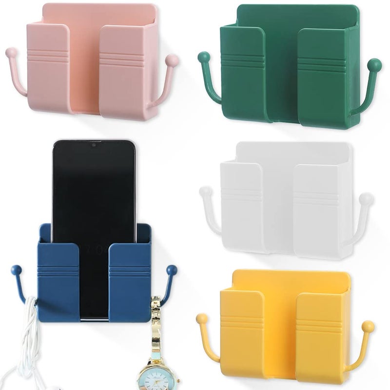 UTLB-X 5 x Adhesive Storage Box for Remote Control, Mobile Phone Wall Mount with Hook Phone Holder for Damage, Wall Mount for Remote Control Storage Box - Image 1