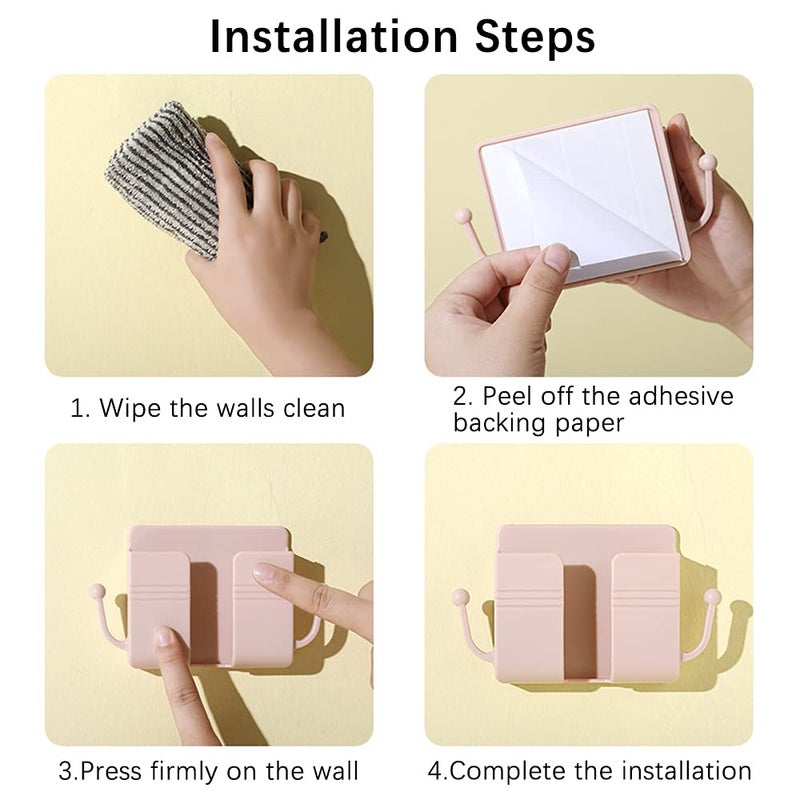 UTLB-X 5 x Adhesive Storage Box for Remote Control, Mobile Phone Wall Mount with Hook Phone Holder for Damage, Wall Mount for Remote Control Storage Box - Image 4