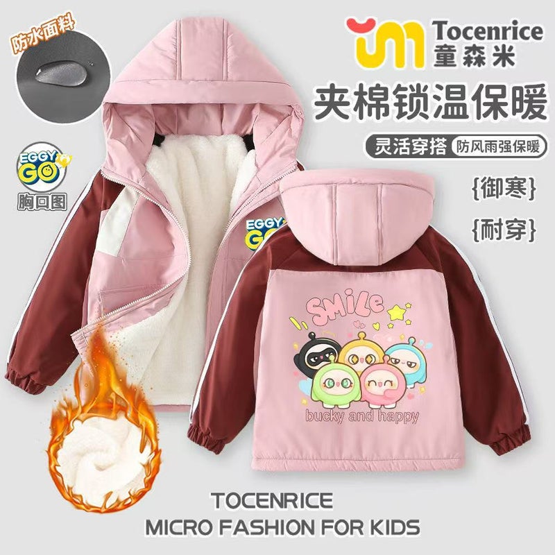 Cartoon Children'S Winter Foreign-Style Cold-Proof Warm Liner Fleece-Lined Cotton Three-Proof Assault Clothing All-Match Coat Tide - Image 2