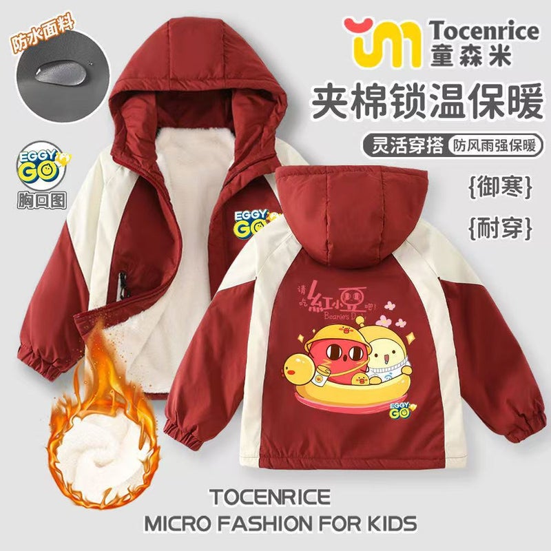 Cartoon Children'S Winter Foreign-Style Cold-Proof Warm Liner Fleece-Lined Cotton Three-Proof Assault Clothing All-Match Coat Tide - Image 3