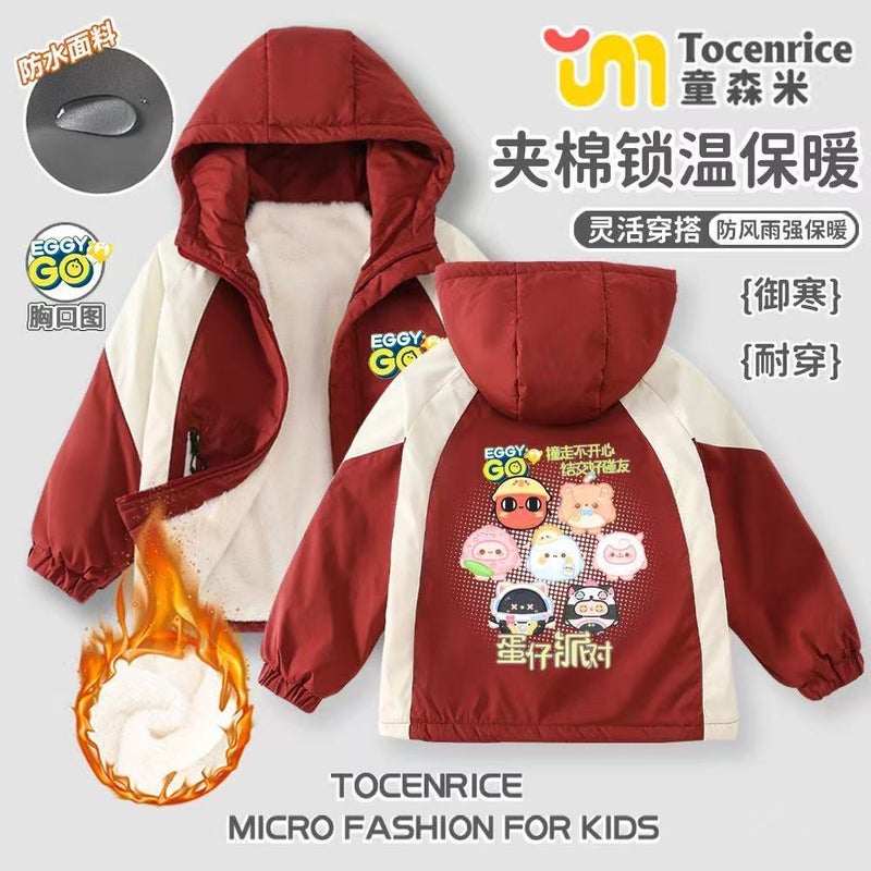Cartoon Children'S Winter Foreign-Style Cold-Proof Warm Liner Fleece-Lined Cotton Three-Proof Assault Clothing All-Match Coat Tide - Image 1