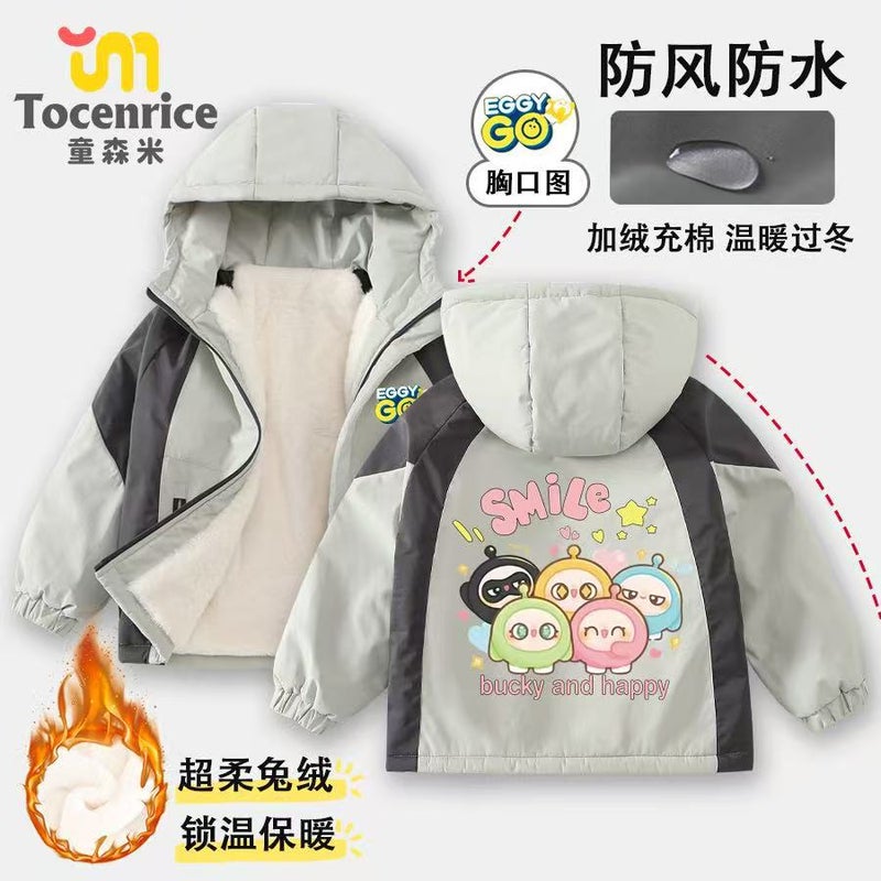 Cartoon Children'S Winter Foreign-Style Cold-Proof Warm Liner Fleece-Lined Cotton Three-Proof Assault Clothing All-Match Coat Tide - Image 5