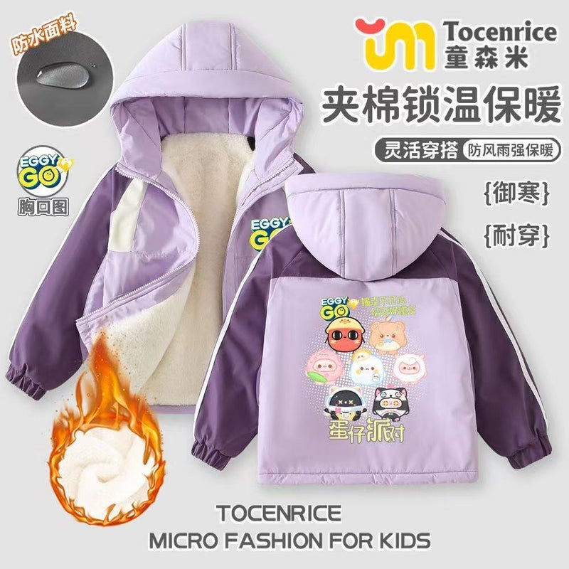 Cartoon Children'S Winter Foreign-Style Cold-Proof Warm Liner Fleece-Lined Cotton Three-Proof Assault Clothing All-Match Coat Tide - Image 4