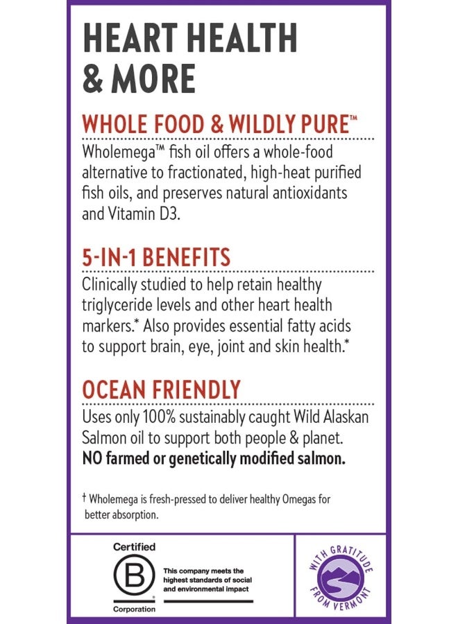 New Chapter Wholemega Fish Oil Supplement Softgels Wild Alaskan Salmon Oil With Omega-3 + Astaxanthin + Sustainably Caught 180 Count  - Image 4