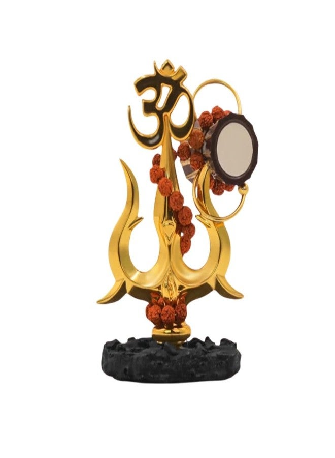 Tiny Shiny Traditional Trishul with Damru Decorative Showpiece | Shiva Trishul Idol for Car Dashboard, Pooja Room, Home Temple & Mandir Decor | Spiritual Symbol for Office, Living Room & Religious Gift - Image 1