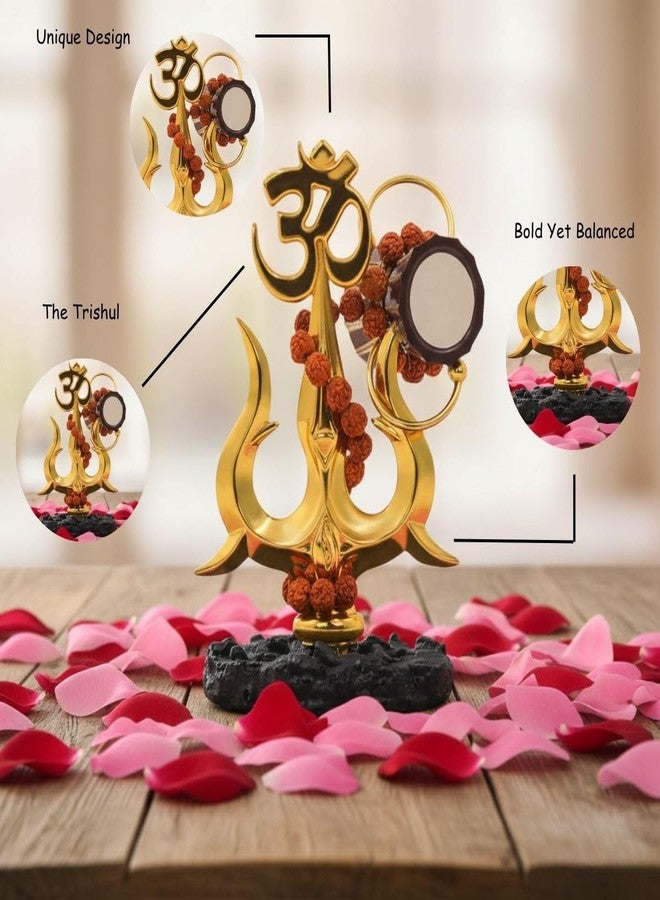 Tiny Shiny Traditional Trishul with Damru Decorative Showpiece | Shiva Trishul Idol for Car Dashboard, Pooja Room, Home Temple & Mandir Decor | Spiritual Symbol for Office, Living Room & Religious Gift - Image 3