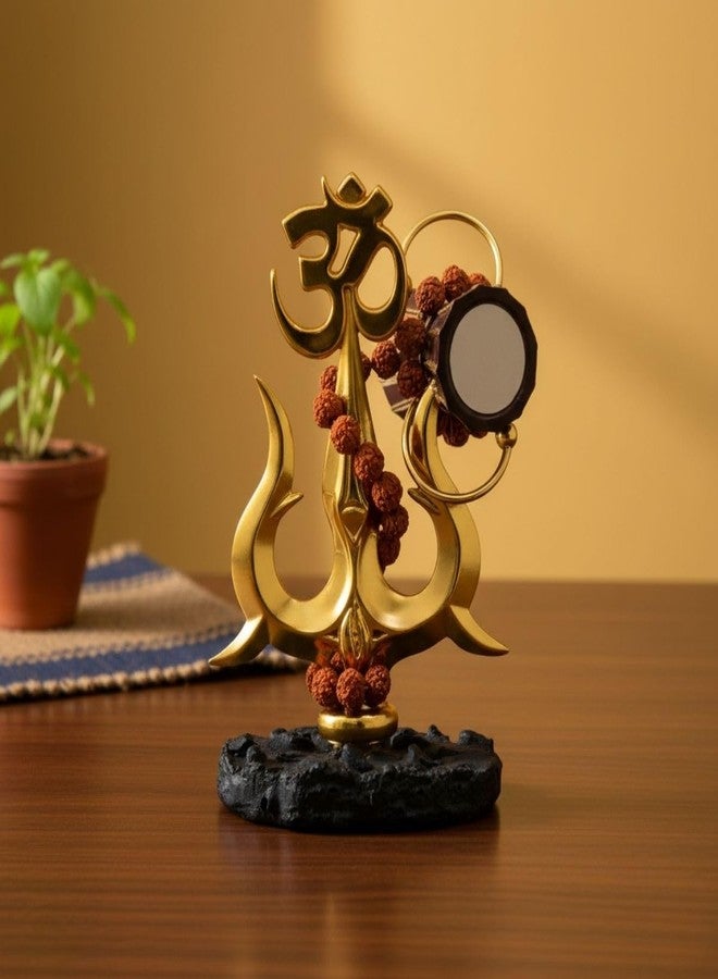Tiny Shiny Traditional Trishul with Damru Decorative Showpiece | Shiva Trishul Idol for Car Dashboard, Pooja Room, Home Temple & Mandir Decor | Spiritual Symbol for Office, Living Room & Religious Gift - Image 4
