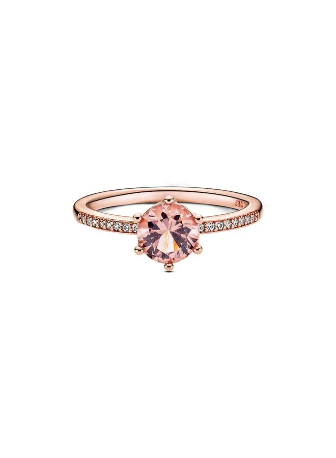 باندورا Pink Sparkling Crown Solitaire Ring