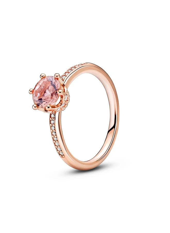 باندورا Pink Sparkling Crown Solitaire Ring