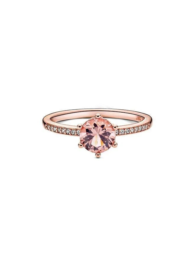 Pink Sparkling Crown Solitaire Ring