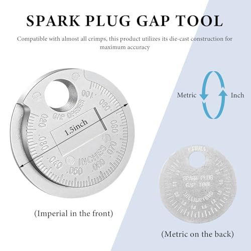 NYTKL Spark Plug Measuring Tool, Wire Spark Plug Gap Gauge Scaled from 0.020 to 0.100 Inch, Universal Zinc Alloy Spark Plug Adjustment Tools Gapper Gauge, Car Accessories (1PCS) - Image 2