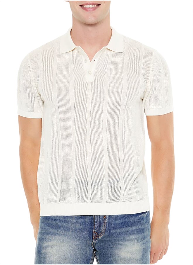 FOREVER 21 Crochet Sweater-Knit Polo Shirt  - Image 1