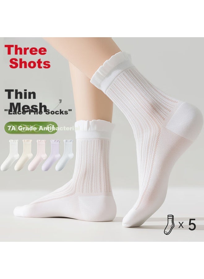 Threegun 【Touch Series】Summer Women'S Socks Female Anti-Odor Mesh Macaron Color Cute Breathable Mid-Tube Socks - Image 1