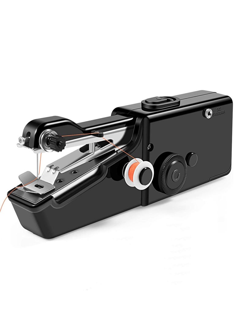 LOOPITYS Electric Sewing Machine (include: needles, thread, scissors, and rulers etc) , Portable Handheld Sewing tool、Sewing Device, Smoothing Lines for Textiles, Silk, Hem, Curtains, clothes, clothing (black) - Image 1