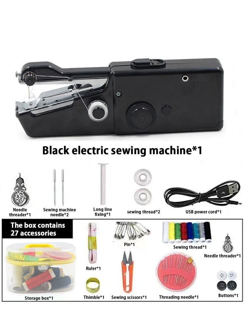 LOOPITYS Electric Sewing Machine (include: needles, thread, scissors, and rulers etc) , Portable Handheld Sewing tool、Sewing Device, Smoothing Lines for Textiles, Silk, Hem, Curtains, clothes, clothing (black) - Image 2