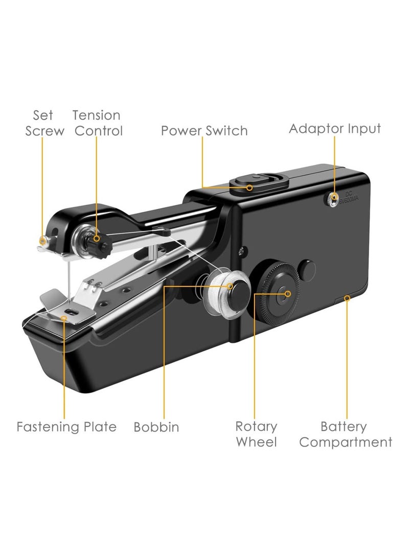 LOOPITYS Electric Sewing Machine (include: needles, thread, scissors, and rulers etc) , Portable Handheld Sewing tool、Sewing Device, Smoothing Lines for Textiles, Silk, Hem, Curtains, clothes, clothing (black) - Image 4