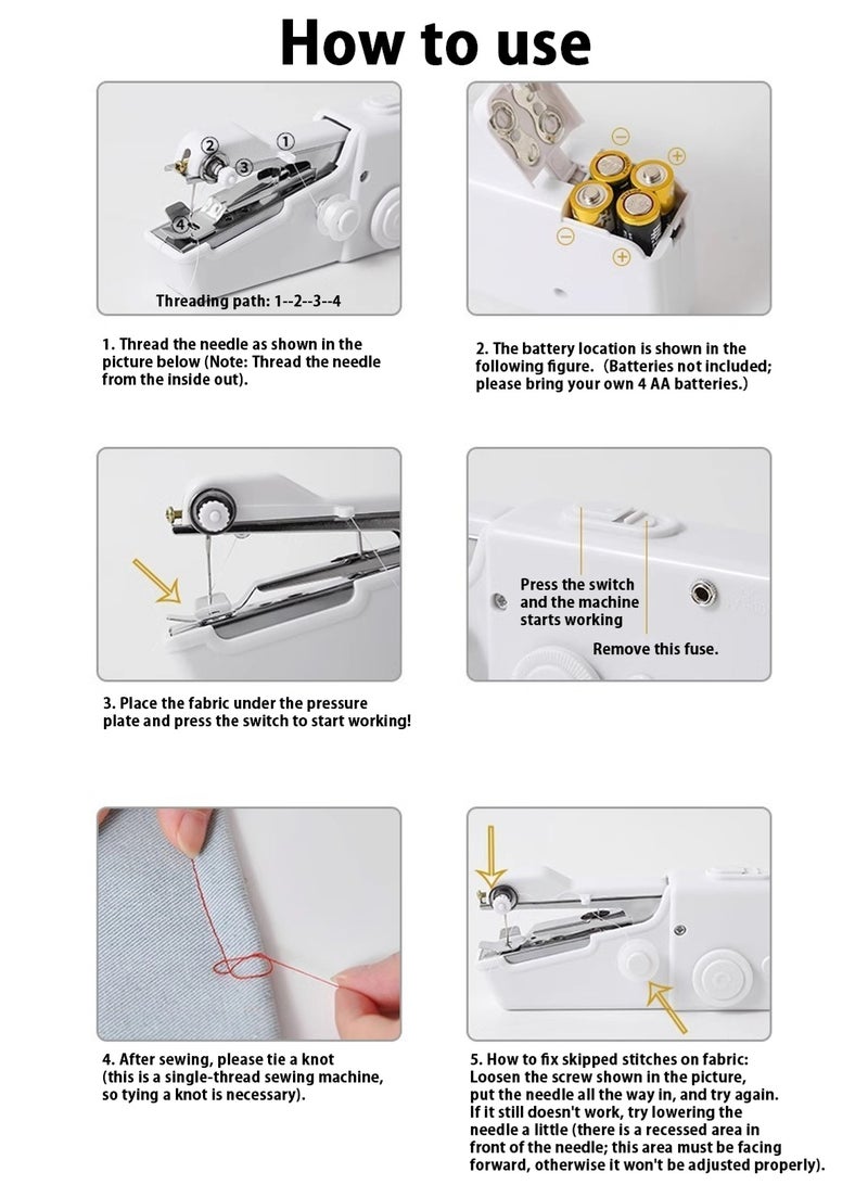 LOOPITYS Electric Sewing Machine (include: needles, thread, scissors, and rulers etc) , Portable Handheld Sewing tool、Sewing Device, Smoothing Lines for Textiles, Silk, Hem, Curtains, clothes, clothing (black) - Image 3