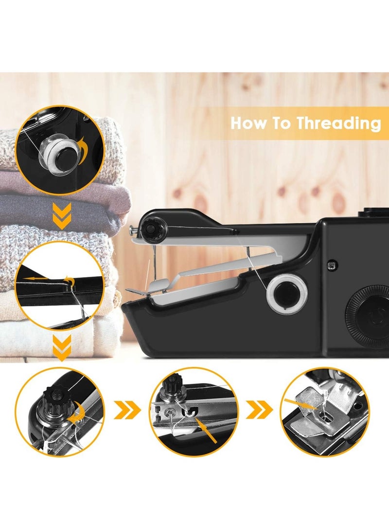 LOOPITYS Electric Sewing Machine (include: needles, thread, scissors, and rulers etc) , Portable Handheld Sewing tool、Sewing Device, Smoothing Lines for Textiles, Silk, Hem, Curtains, clothes, clothing (black) - Image 5