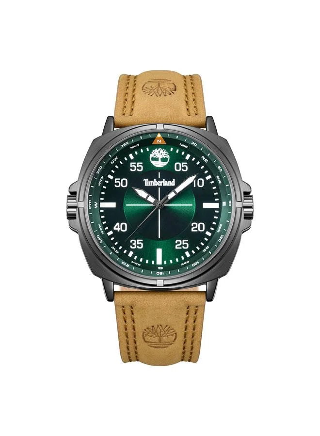 تمبرلاند Williston Green Dial Leather Strap Analog Watch for Men, 48mm