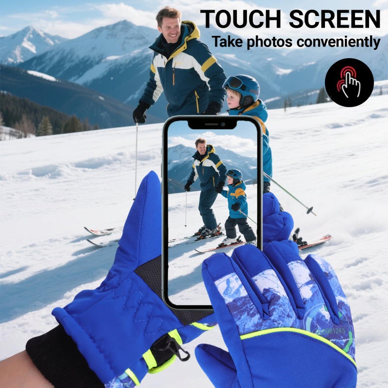XuoAz Kids Winter Ski Gloves Waterproof Snow Gloves Non Slip Warm Snowboard Mittens for Boys Girls (for 4-7 Years) - Image 3