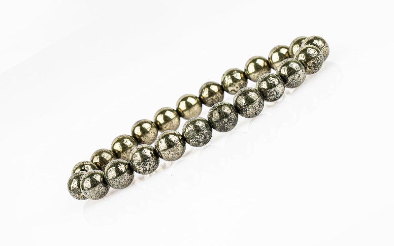 GEMSMANTRA Pyrite Stretchable Crystal Bracelet | 8mm Round Cut Beads | Unisex Healing Bracelet for Men & Women | Attracts Wealth, Boosts Confidence & Protects Energy - Image 2