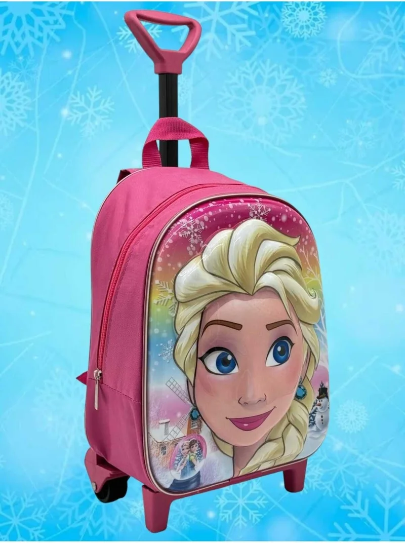 Tezzgelsin Kindergarten Nursery Wheeled Princess Elsa Printed 2-6 Years Old Backpack and School Bag