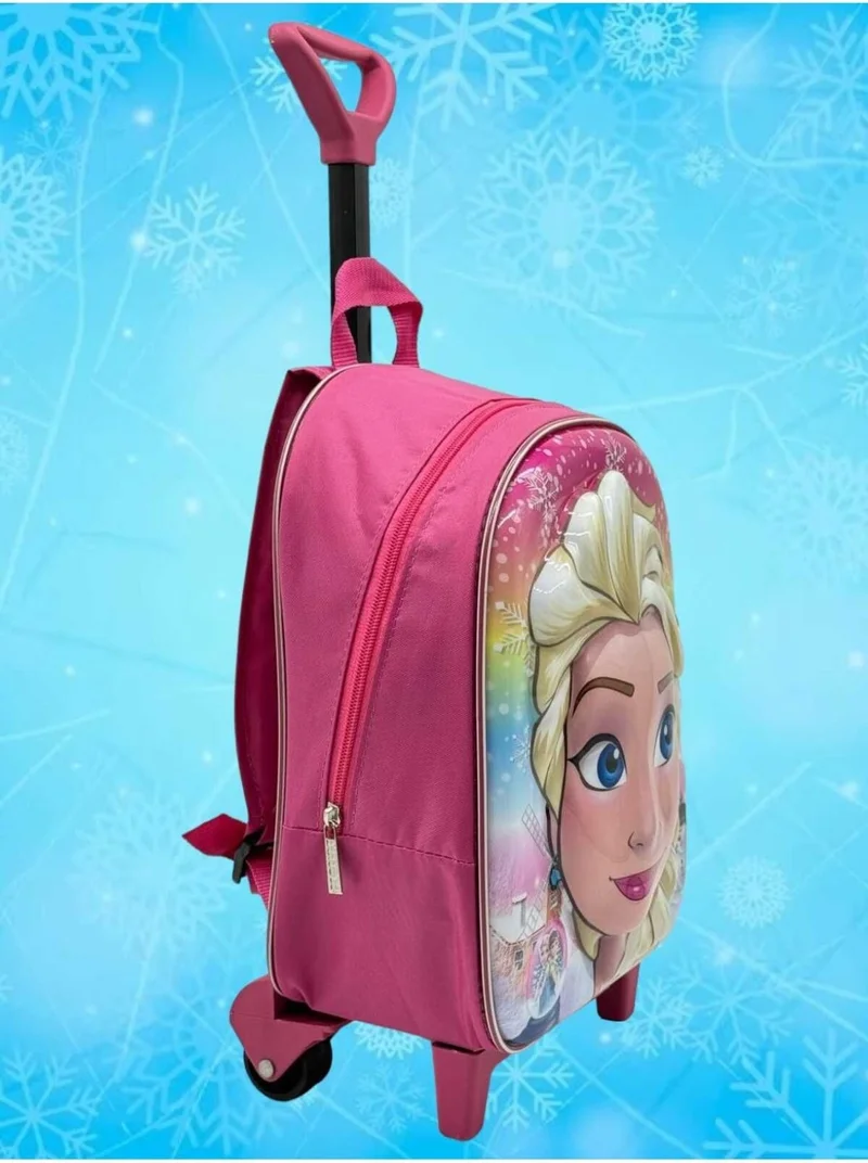 Tezzgelsin Kindergarten Nursery Wheeled Princess Elsa Printed 2-6 Years Old Backpack and School Bag