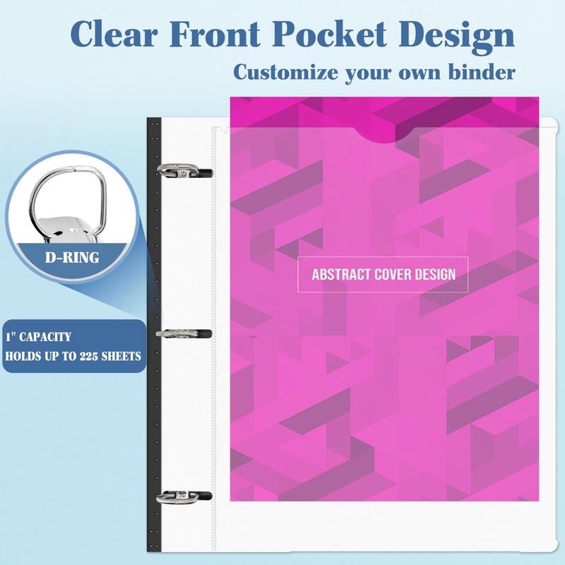 INFUN 1 Inch Telescoping 3 Ring Binder - 4PCS-White, Flexible Binders with Customizable Front Cover and Clear Catalog Pocket, 1Inch Rings, 225 Sheet Capacity - Image 5