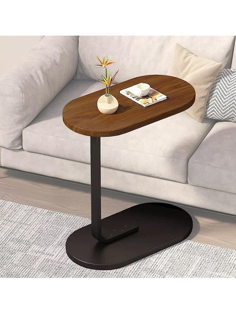 Generic C Shaped Side Table with Metal Frame Coffee Bed Couch End Table Laptop Holder Table for Living Room Bedroom Bedside  - Image 1