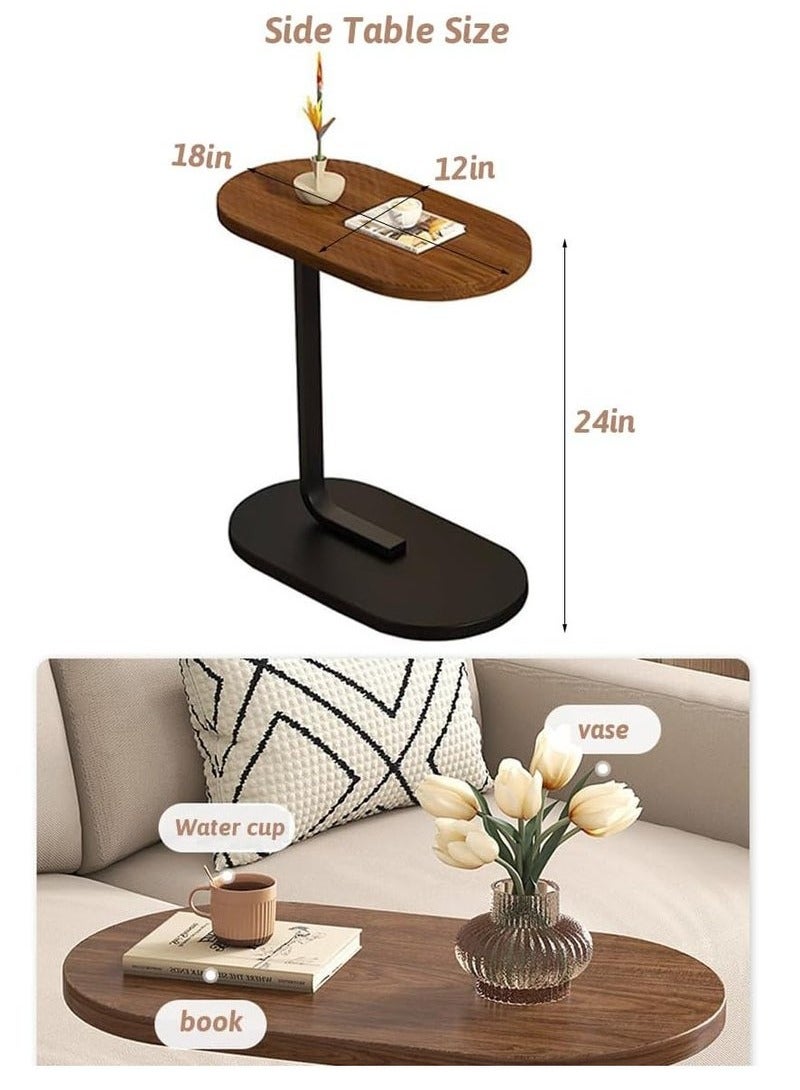 Generic C Shaped Side Table with Metal Frame Coffee Bed Couch End Table Laptop Holder Table for Living Room Bedroom Bedside  - Image 2