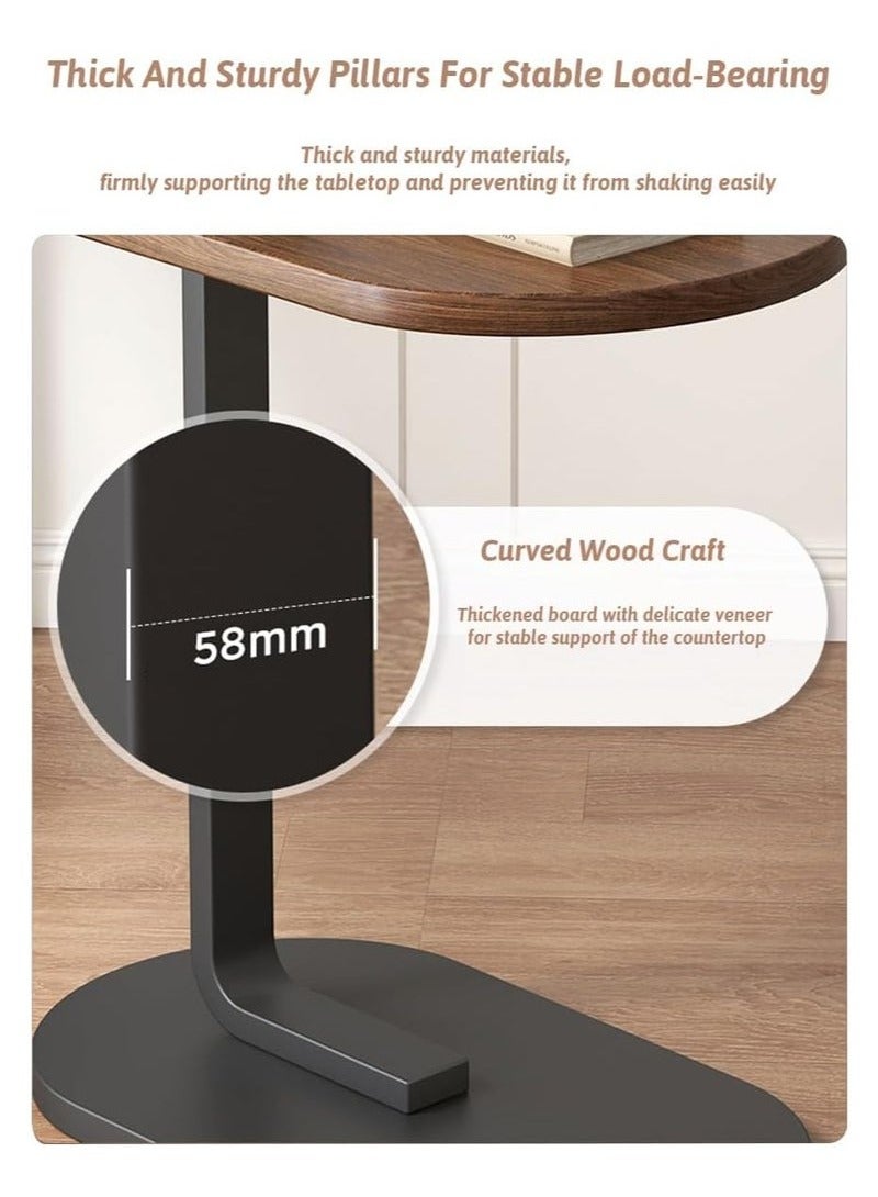 Generic C Shaped Side Table with Metal Frame Coffee Bed Couch End Table Laptop Holder Table for Living Room Bedroom Bedside  - Image 5