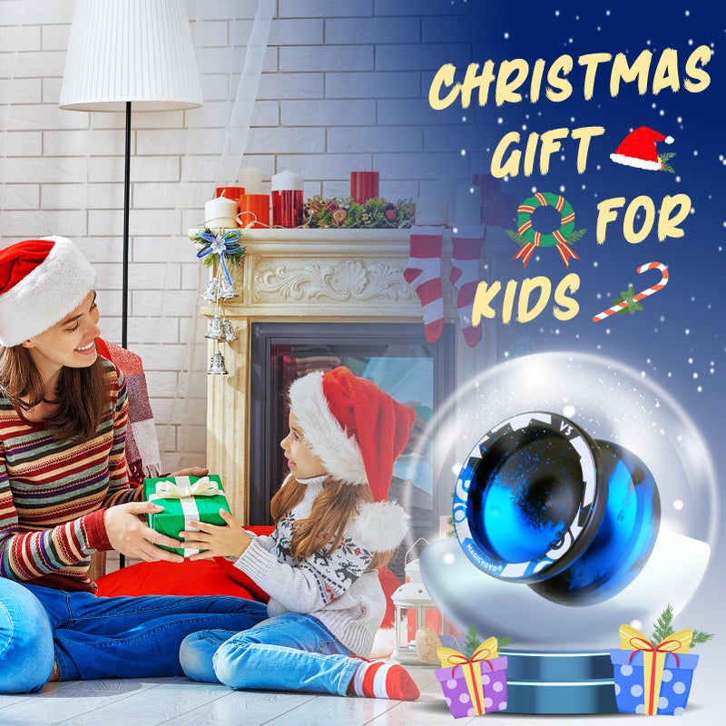 MAGICYOYO V3 Responsive Yoyo for Kids Beginners , Professional Yoyo for Adult, Dual Purpose Metal Yo-Yo with Replacement Bearing + 12 Yo-yo Strings, Bearing Removal, Axle, Case Bag (Black Blue) - Image 3