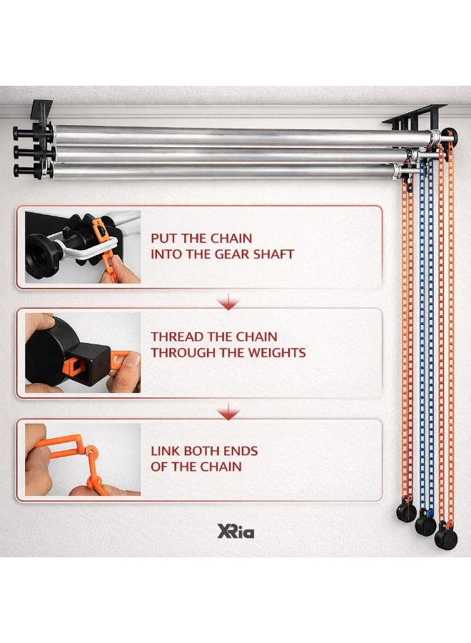 XRIA 3 Roller Backdrop Wall Mount System with Chain Drive Photography Background Support for Paper Muslin Vinyl Wall or Ceiling Mount - Image 5