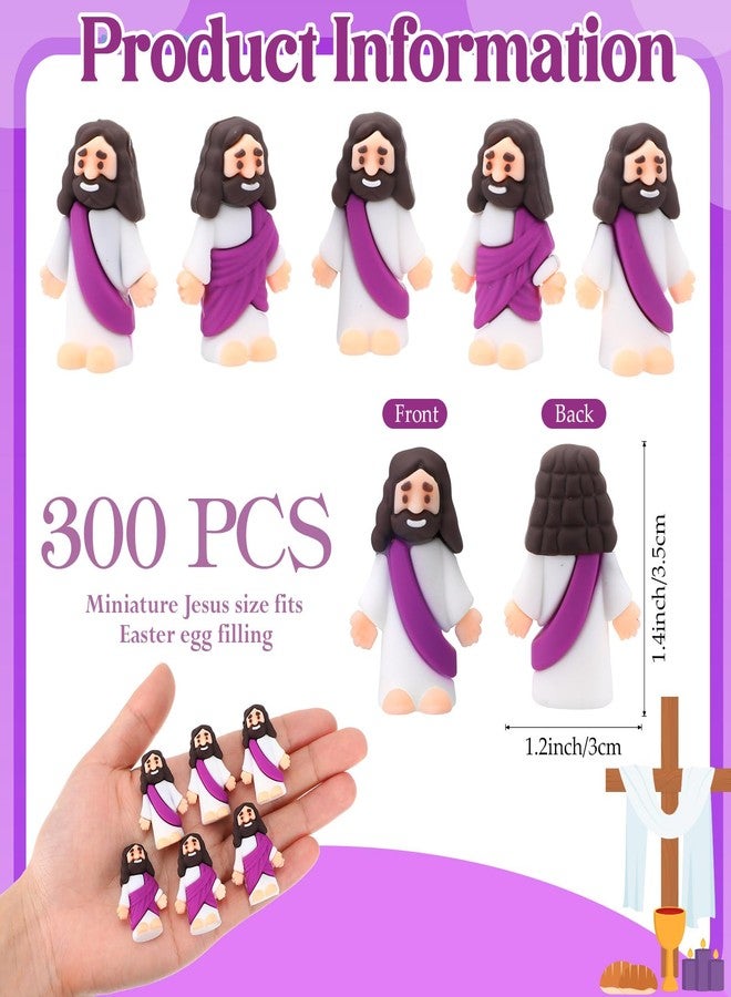 Bememo 300 Pcs Little Jesus Figures Bulk Original Design Mini Pocket Jesus Rubber Figurine to Hide and Seek Religious Party Favors Baptism Gifts(Purple) - Image 2
