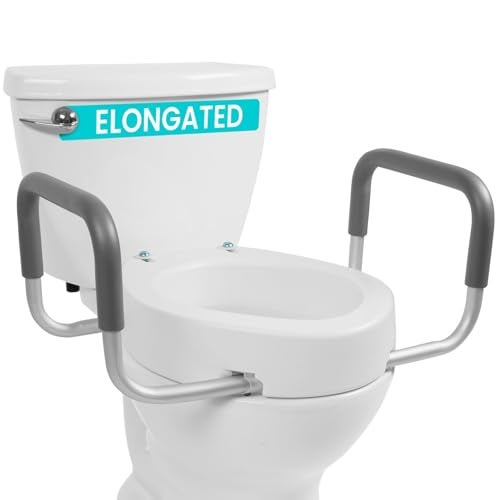 Vive Raised Toilet Seat Riser for Seniors with Handles Handicap Rail Grab Bar Seat for Over Toilet Elevated Safety for Elderly Disabled Medical Elongated - Image 2