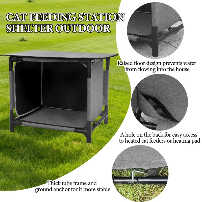 Deblue Waterproof Cat House for Outdoor Cat Feeding Station Weatherproof Outdoor Kitty Dining Room Cat Shelter for Stray, Feral Cats and Community Catsï¼ˆNo Bowlï¼‰ - Image 3