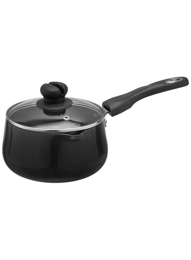 UCOOK by United Ekta Engg. Tea Pan, Sauce Pan and Milk Pan 2 Litre with Glass Lid Induction Base Hard Anodised, Black - Image 1