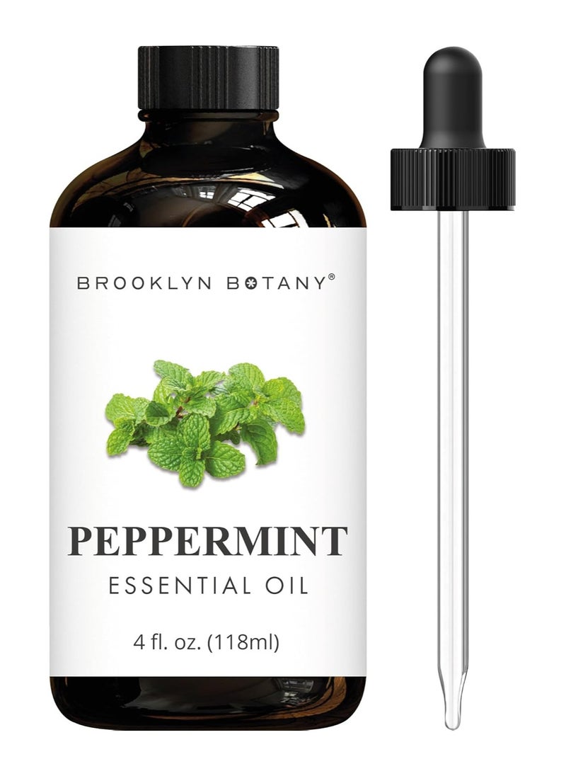 brooklyn Brooklyn Botany Peppermint Essential Oil - Huge 4 Fl Oz - 100% Pure and Natural - Premium Grade with Dropper - for Soap and Candle Making, DIY and Diffusers 